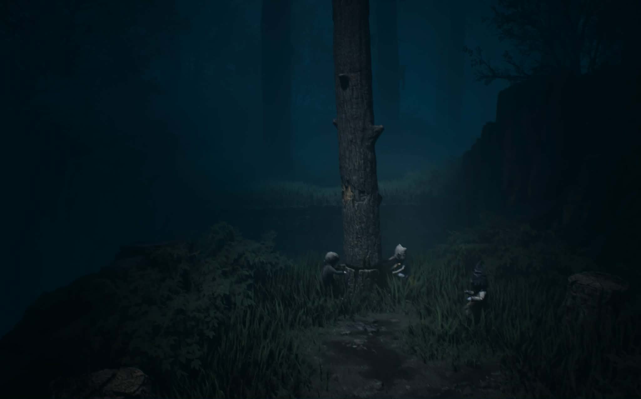 Kids sawing the tree